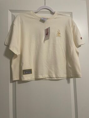 Champion Kids Cream Short Sleeve Logo Tee with Gold Accents